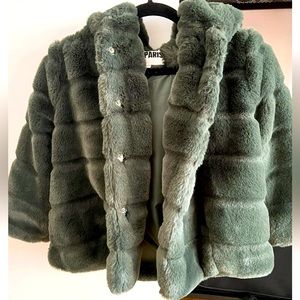 Apparis Kids Faux Fur Jacket - Green